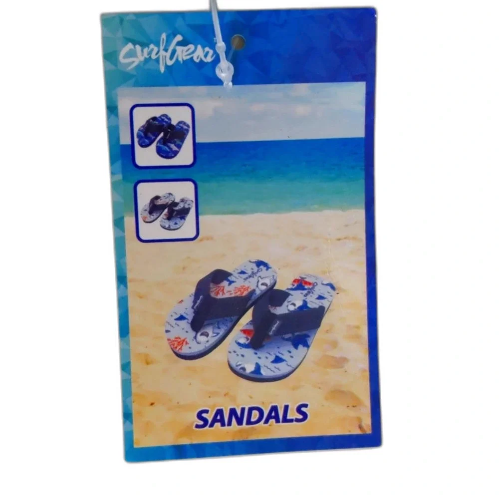 NEW Kids Surf Gear Summer Beach Blue Shark Flip Flops, Size 3